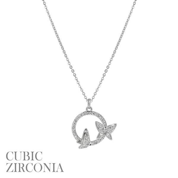 CZ CIRCLE BUTTERFLY NECKLACE