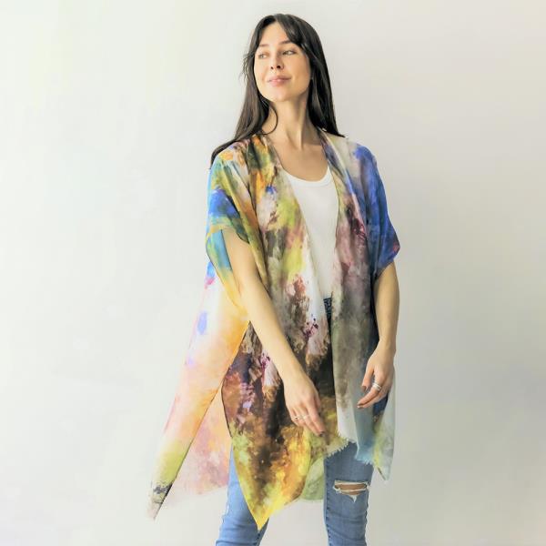 ABSRACT WATERCOLOR PRINT KIMONO