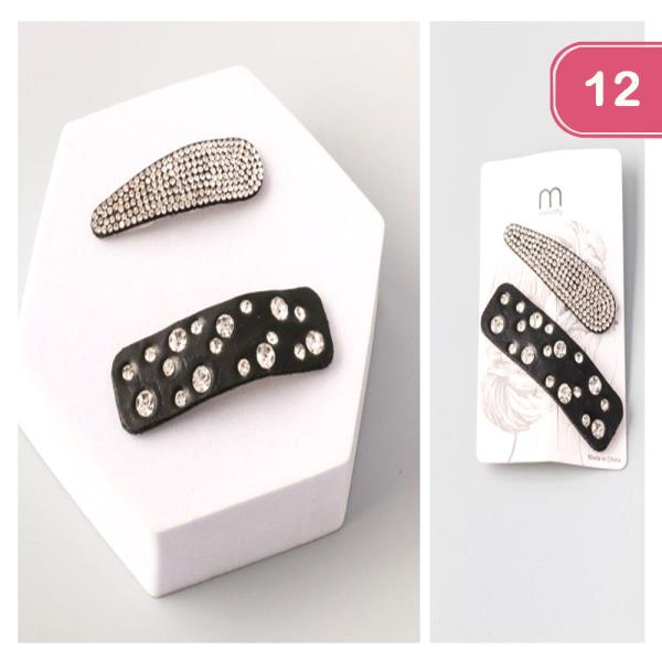 RHINESTONE BEDAZZLED SNAP CLIPS (12 UNITS)