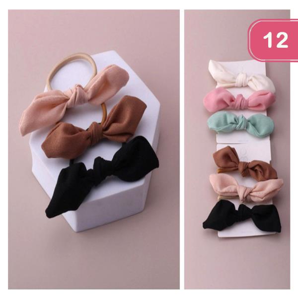 COTTON BOW KNOT HAIR TIES (12 UNITS)