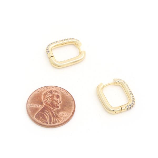 SODAJO CZ SQUARE HOOP GOLD DIPPED EARRING