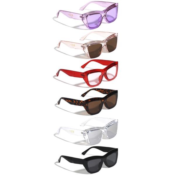 ANGLED TOP CRYSTAL COLOR CAT EYE SUNGLASSES 1DZ