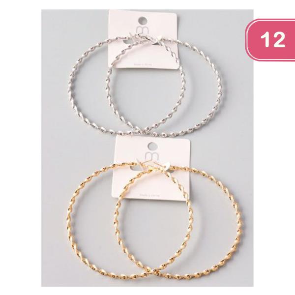 TWISTED LARGE HOOP EARRING ( 12 UNITS)