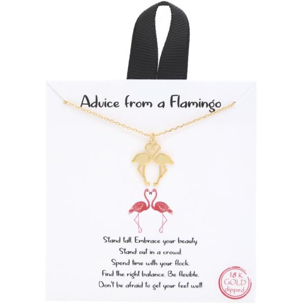 18K GOLD RHODIUM DIPPED ADVICE FROM A FLAMINGO NECKLACE