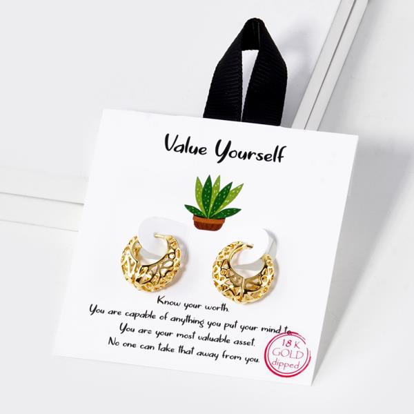 18K GOLD RHODIUM DIPPED VALUE YOURSELF EARRING