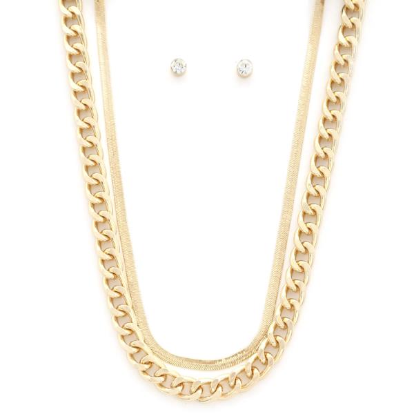 CURB FLAT SNAKE LINK LAYERED NECKLACE
