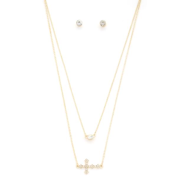 CROSS METAL LAYERED NECKLACE
