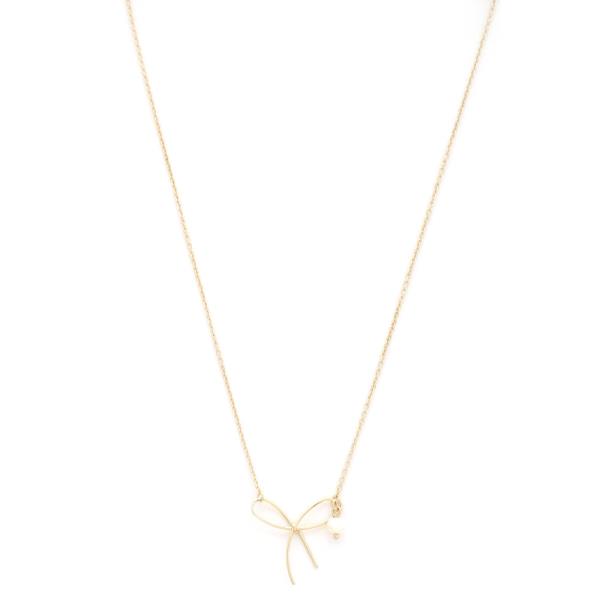 DAINTY BOW PEARL BEAD NECKLACE