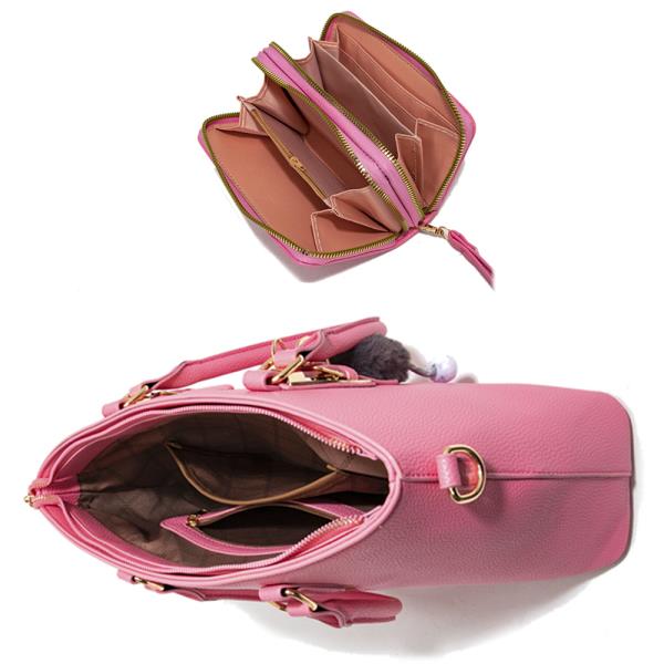 3IN1 SMOOTH SATCHLE W CROSSBODY AND WALLET SET