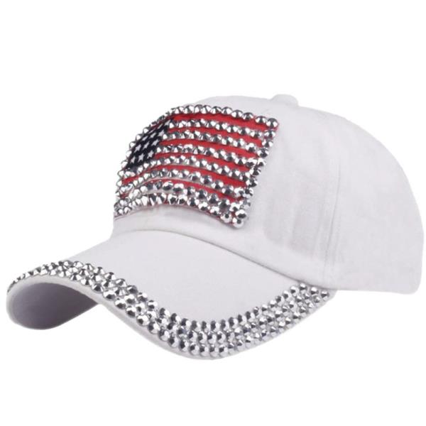 USA AMERICAN FLAG RHINESTONE FASHION CAPS