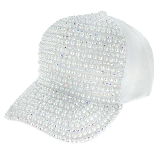 HALF RHINESTONE PEARL FASHION CAPS