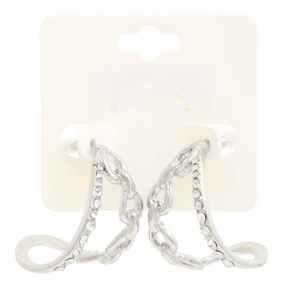 CURVE METAL RHINESTONE EARRING