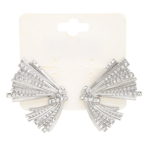 RHINESTONE KNOT METAL EARRING