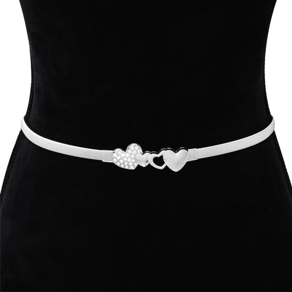 RHINESTONE HEART CHAIN METAL ELASTIC BELT