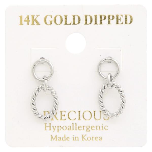 TWISTED OVAL CIRCLE LINK 14K GOLD DIPPED HYPOALLERGENIC EARRING