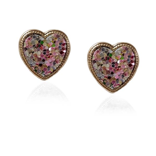 GLITTER HEART POST EARRING