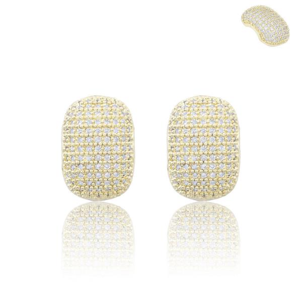 DOME PAVE  CZ HALO STUD EARRING