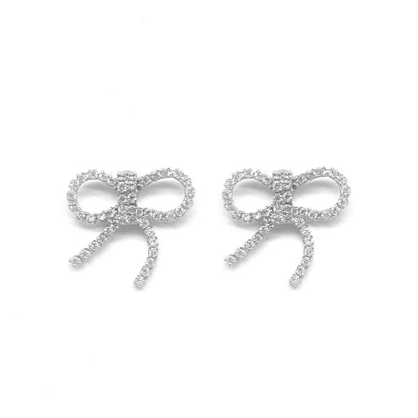 RIBBON CZ STUD EARRING