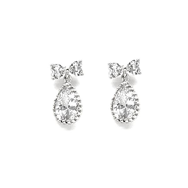 DANGLE BOW CZ EARRING