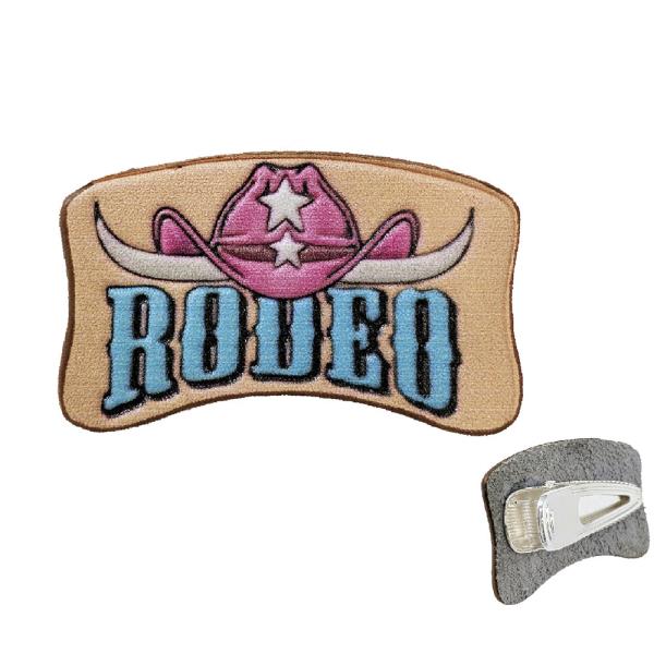 WESTERN FAUX TOOLED RODEO LEATHER HAIR CLIP