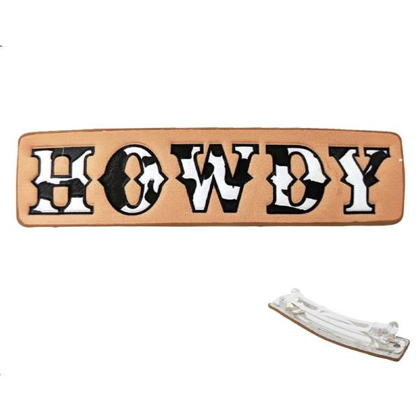 WESTERN FAUX TOOLED HOWDY LEATHER HAIR CLIP