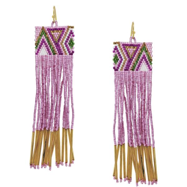 WESTERN TXR SEED BEAD FRINGE EARRINGS