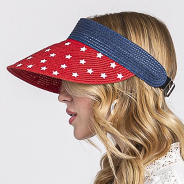 AMERICAN FLAG ROLL UP SUN VISOR WITH ADJUSTABLE ELASTIC BAND