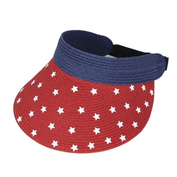 AMERICAN FLAG ROLL UP SUN VISOR WITH ADJUSTABLE ELASTIC BAND