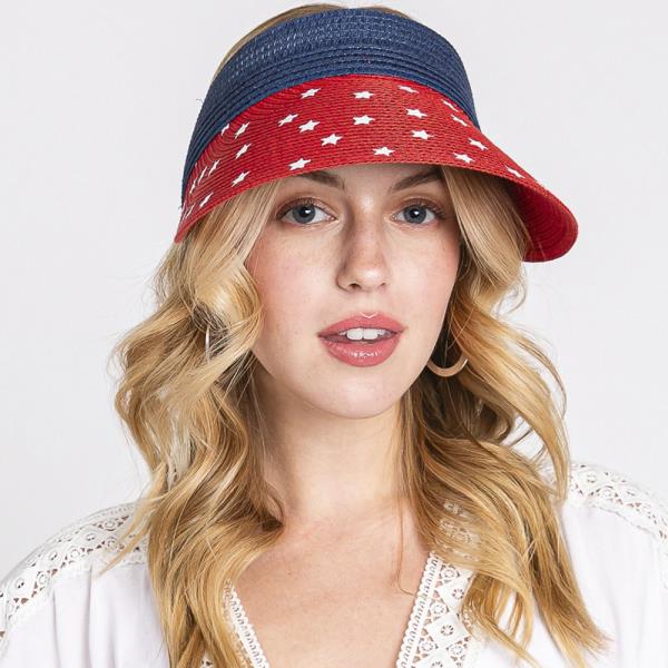 AMERICAN FLAG ROLL UP SUN VISOR WITH ADJUSTABLE ELASTIC BAND