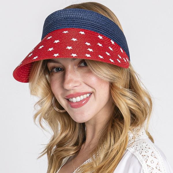 AMERICAN FLAG ROLL UP SUN VISOR WITH ADJUSTABLE ELASTIC BAND