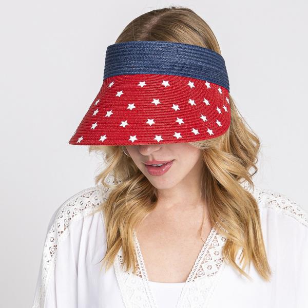AMERICAN FLAG ROLL UP SUN VISOR WITH ADJUSTABLE ELASTIC BAND