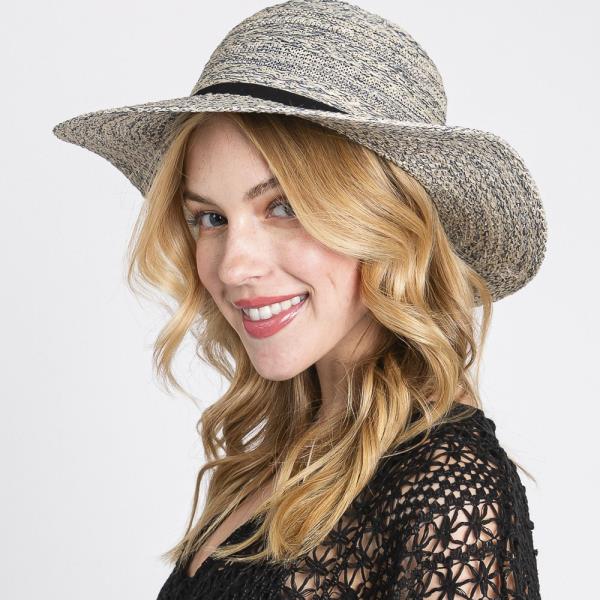 (ONLINE ONLY) MIXED BRAID PACKABLE SUN HAT WITH SUEDE BAND