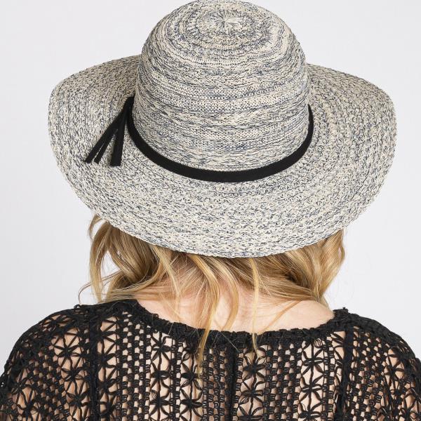 (ONLINE ONLY) MIXED BRAID PACKABLE SUN HAT WITH SUEDE BAND