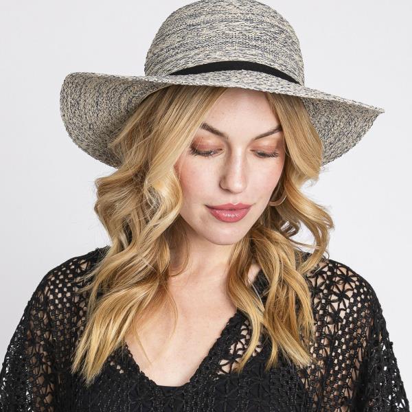 (ONLINE ONLY) MIXED BRAID PACKABLE SUN HAT WITH SUEDE BAND