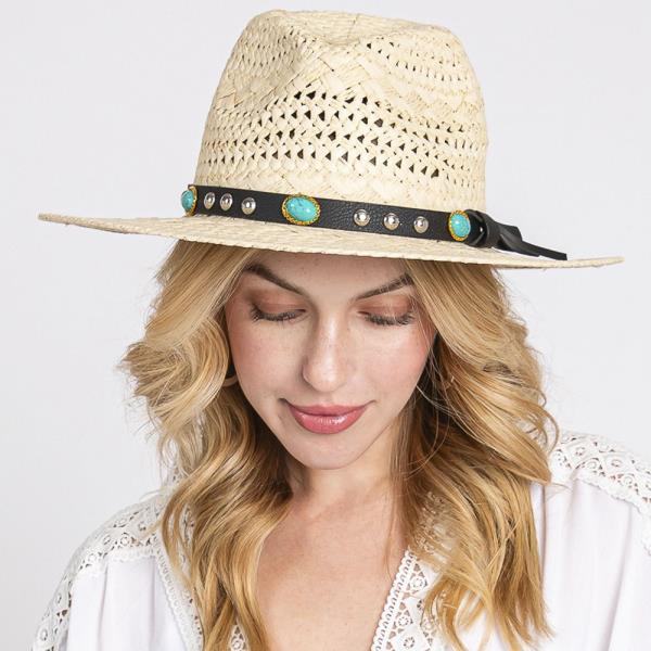 (ONLINE ONLY) STRAW HANDMADE SUN HAT WITH BEADED BAND