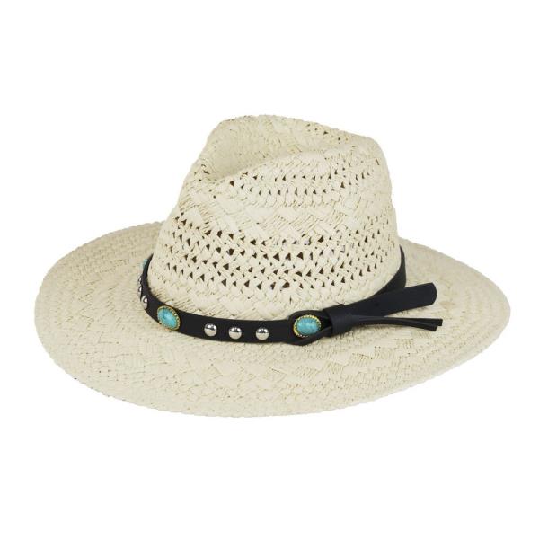 (ONLINE ONLY) STRAW HANDMADE SUN HAT WITH BEADED BAND