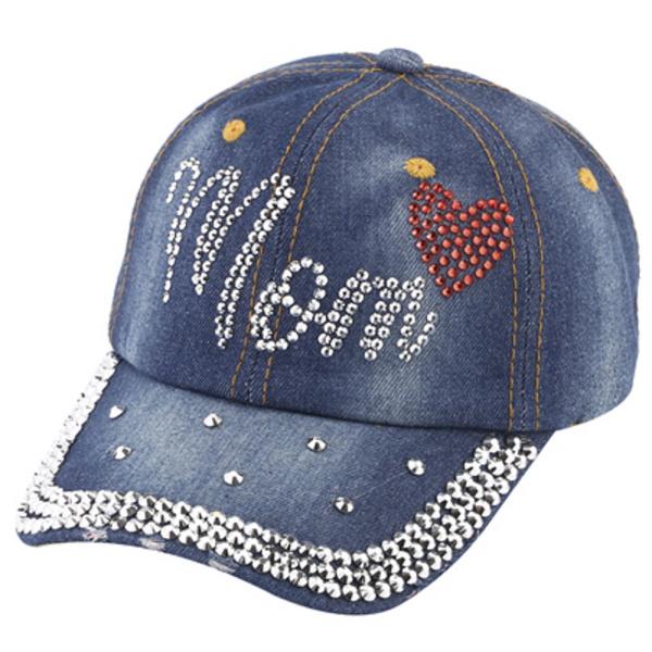 RHINESTONE HEART MOM FASHION CAPS