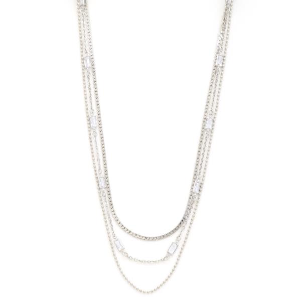 DAINTY CHAIN RECTANGLE LAYERED NECKLACE
