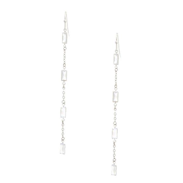 RECTANGLE CRYSTAL DANGLE EARRING