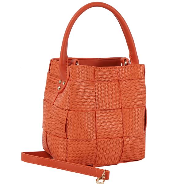 SQUARED QUILT PATTERN HANDLE CROSSBODY BAG