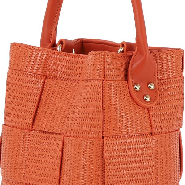 SQUARED QUILT PATTERN HANDLE CROSSBODY BAG