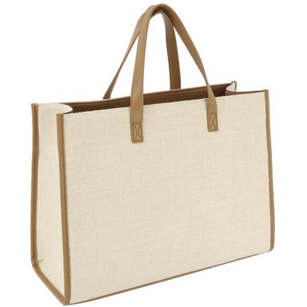 STRAW TEXTURED HANDLE SATCHEL BAG