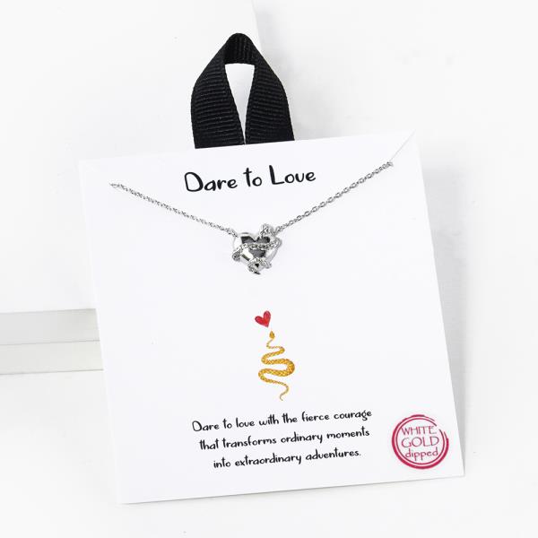 18K GOLD RHODIUM DIPPED DARE TO LOVE HEART NECKLACE