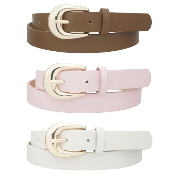 BASIC U BUCKLE SKINNY TRIO BELT