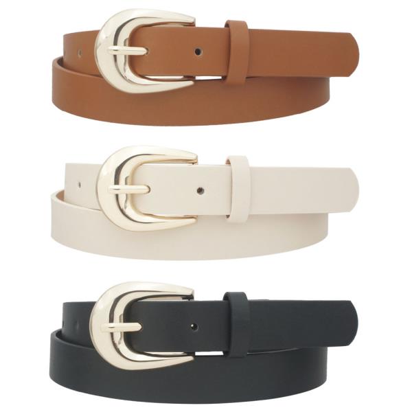 BASIC U BUCKLE SKINNY TRIO BELT