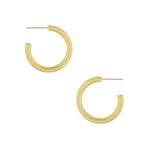 BRASS NEW VINTAGE GOLD PLATED 27MM C HOOP EARRING