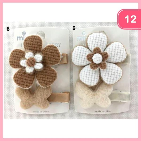 FLOWER BUTTERFLY HAIR PINS (12 UNITS)