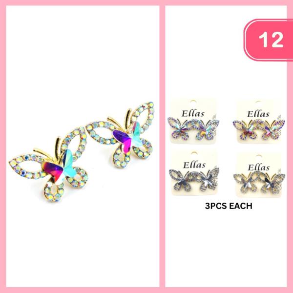 RHINESTONE BUTTERFLY STUD EARRING (12 UNITS)