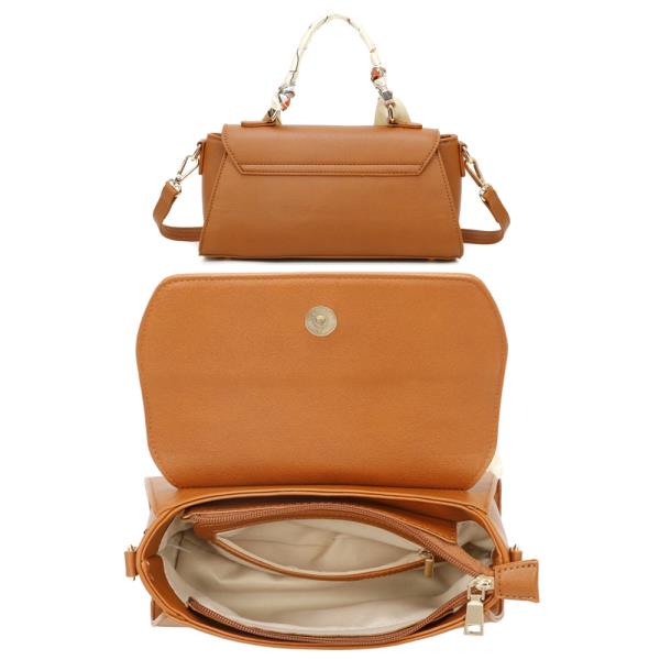 2IN1 PLAIN SCARF HANDLE BAG W WALLET SET