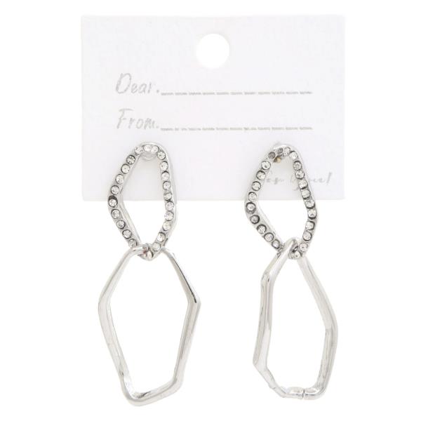 RHINESTONE ORGANIC SHAPE EARRING